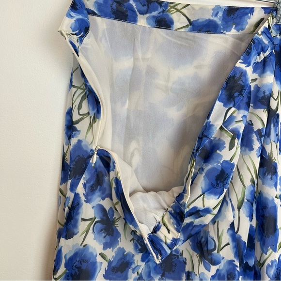 VTG Jaclyn Smith Blue White Floral Two Piece Set Sheer Top Midi Skirt sz Large - Picture 9 of 13